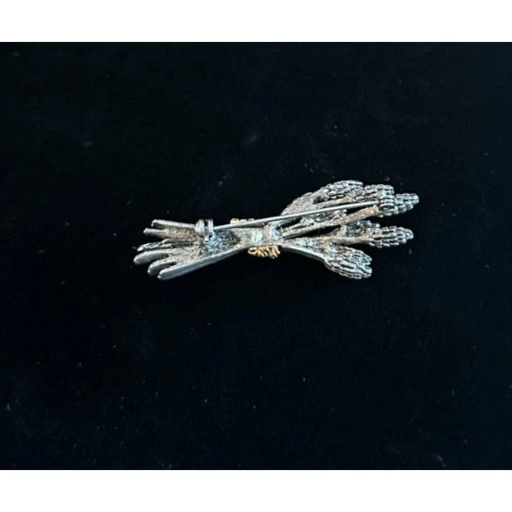 Vintage‎ Two Tone Wheat Sheaf Stalk Brooch Pin